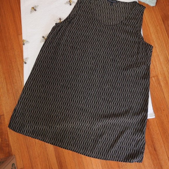 Eileen Fisher Black Tan Silk Tank Medium - Picture 2 of 6